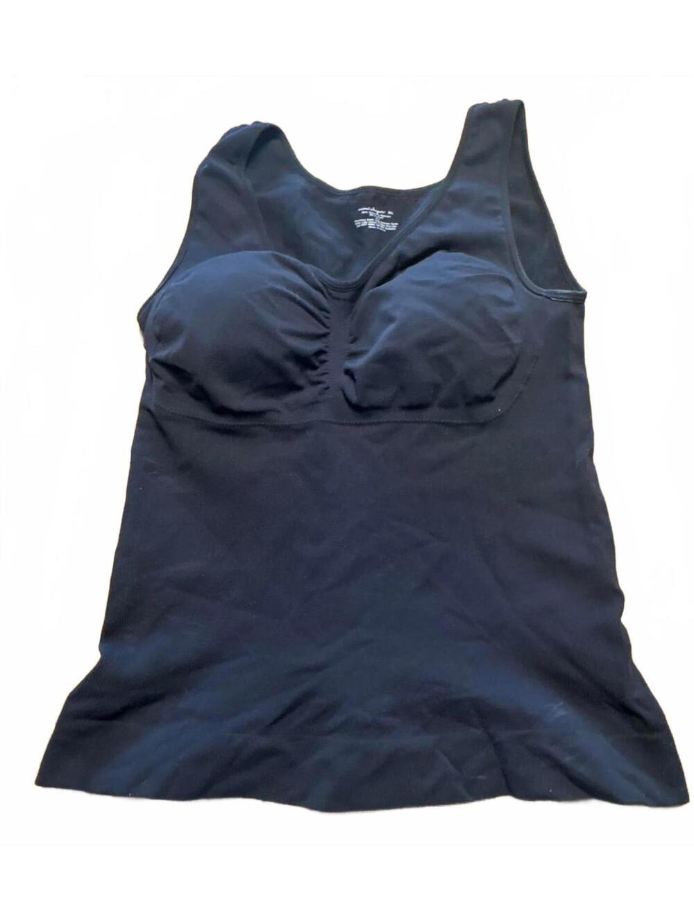 Camishaper Black Nylon Spandex Tank Top XL Body shaping Shirt Bra Womens XL